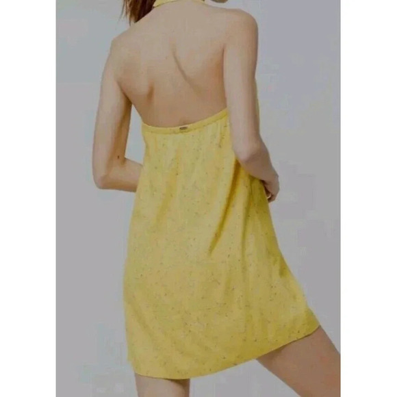 RVCA 90'S Baby yellow Halter Dress Size Medium - Picture 2 of 8